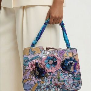 Artisan Teal Floral Embellished Women’s Handbag!